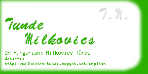 tunde milkovics business card